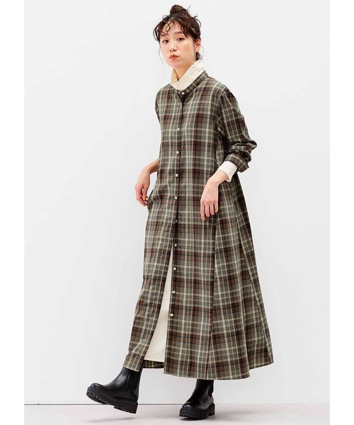 「Live in comfort」 長袖ワンピース MEDIUM ブラウン系その他 レディース_画像4