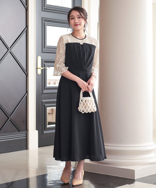 「Jolie et Jolie」 「Silent Majority」7分袖ワンピース L ネイビー レディースの画像