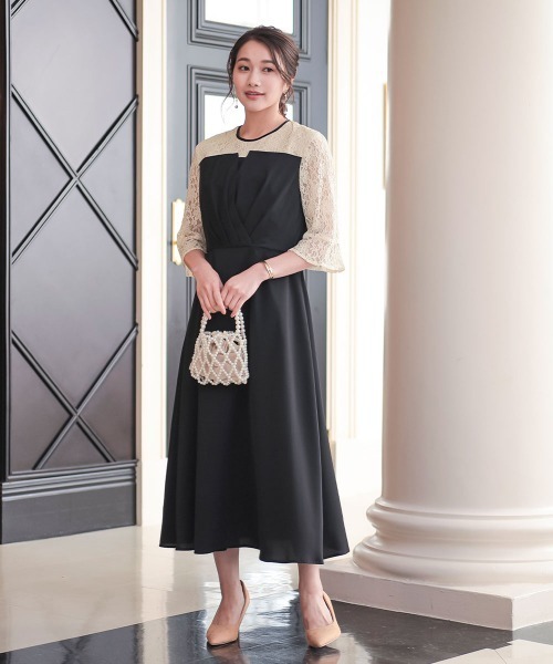 「Jolie et Jolie」 「Silent Majority」7分袖ワンピース L ネイビー レディースの画像