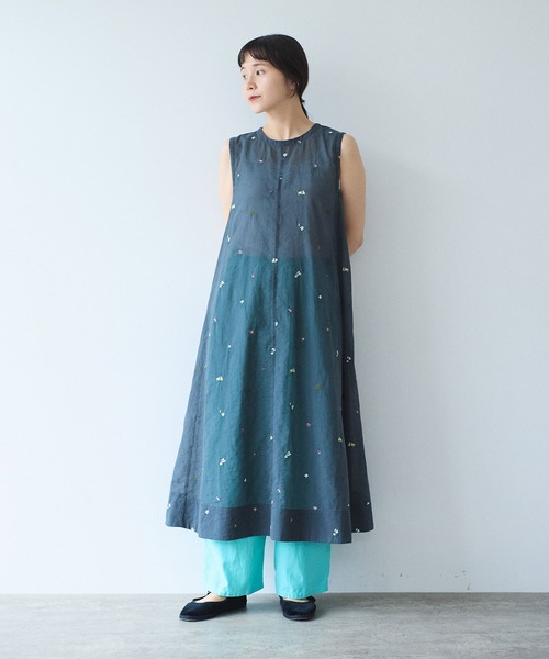 ワンピース Cotton/Nylon sheer floral刺繍　ワンピースの画像