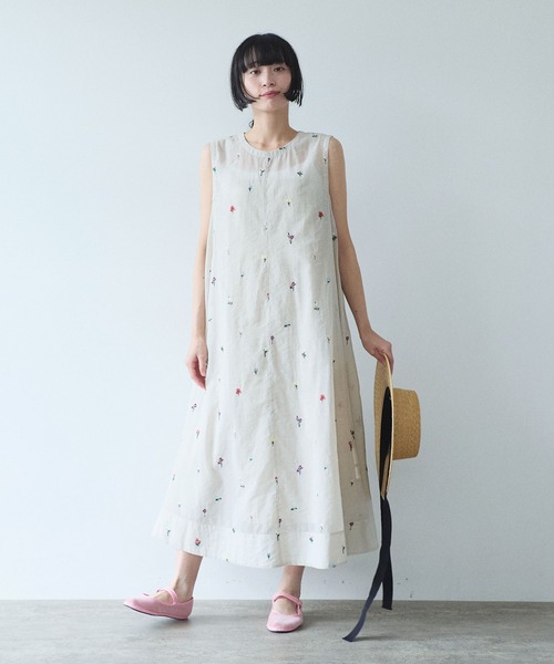 ワンピース Cotton/Nylon sheer floral刺繍　ワンピースの画像