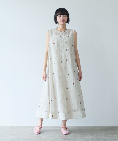 ワンピース Cotton/Nylon sheer floral刺繍　ワンピースの画像