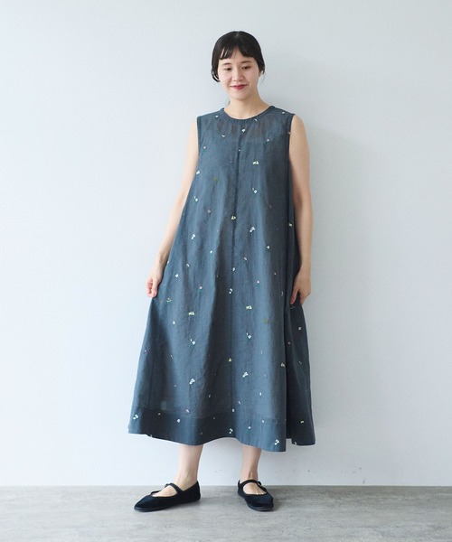 ワンピース Cotton/Nylon sheer floral刺繍　ワンピースの画像
