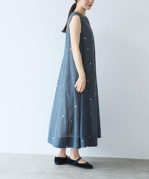 ワンピース Cotton/Nylon sheer floral刺繍　ワンピースの画像