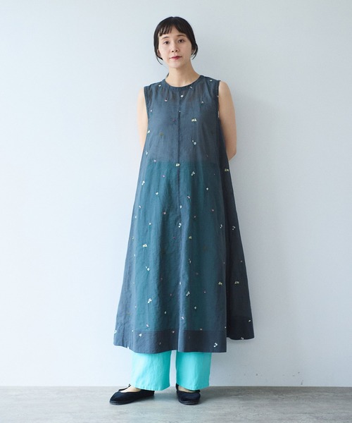 ワンピース Cotton/Nylon sheer floral刺繍　ワンピースの画像