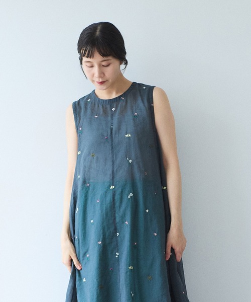ワンピース Cotton/Nylon sheer floral刺繍　ワンピースの画像