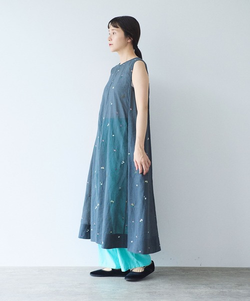 ワンピース Cotton/Nylon sheer floral刺繍　ワンピースの画像