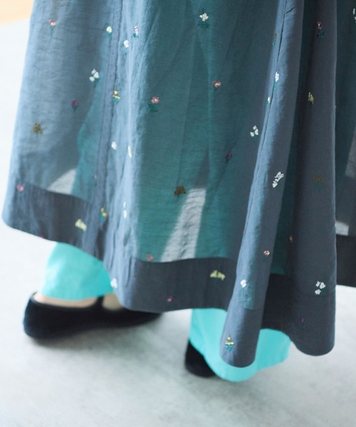 ワンピース Cotton/Nylon sheer floral刺繍　ワンピースの画像