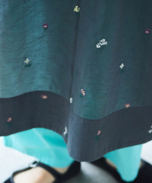 ワンピース Cotton/Nylon sheer floral刺繍　ワンピースの画像