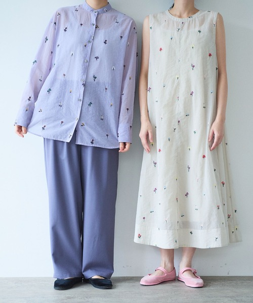 ワンピース Cotton/Nylon sheer floral刺繍　ワンピースの画像