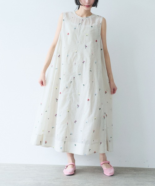 ワンピース Cotton/Nylon sheer floral刺繍　ワンピースの画像