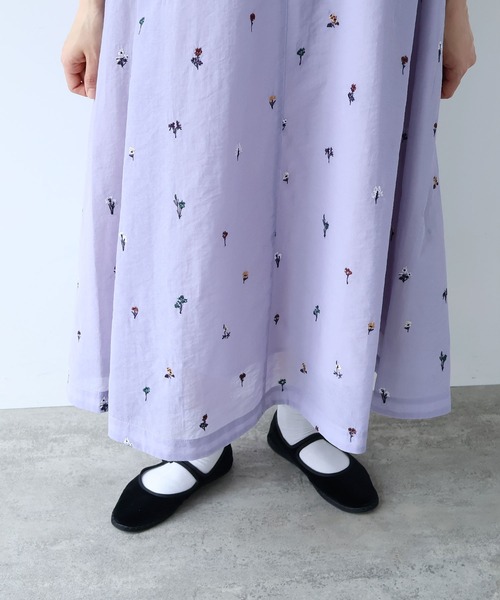 ワンピース Cotton/Nylon sheer floral刺繍　ワンピースの画像