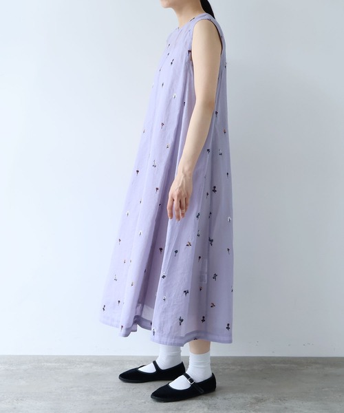 ワンピース Cotton/Nylon sheer floral刺繍　ワンピースの画像