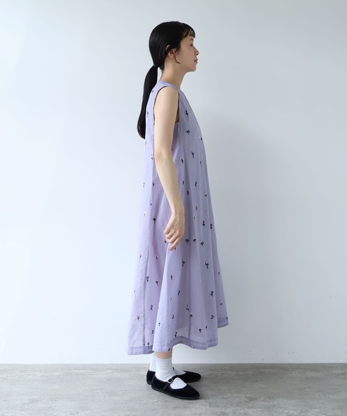 ワンピース Cotton/Nylon sheer floral刺繍　ワンピースの画像