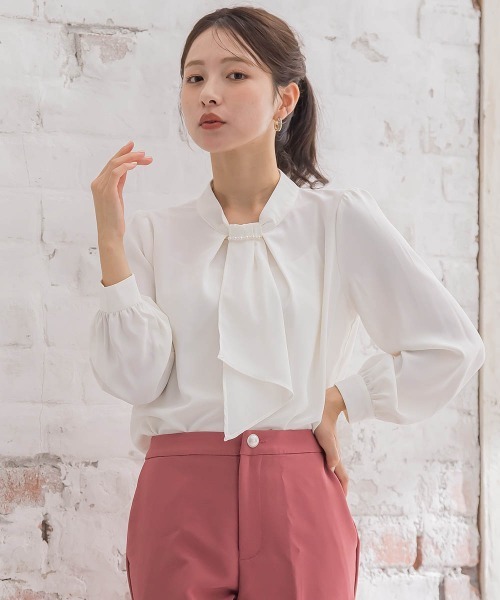 「QUEENS COURT」 長袖ブラウス M ネイビー レディースの画像