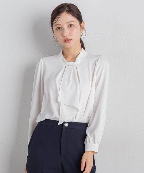 「QUEENS COURT」 長袖ブラウス M ネイビー レディースの画像