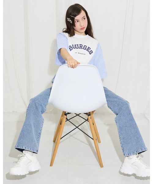 pom ponette junior（ポンポネット ジュニア） tシャツ 「AMI」異素材