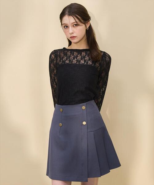 「SWINGLE」 プリーツスカート MEDIUM ダークブルー レディース_画像3