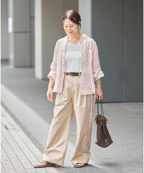 tシャツ ストレッチフラワーレースタンク レディースの画像