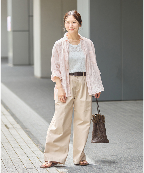 tシャツ ストレッチフラワーレースタンク レディースの画像