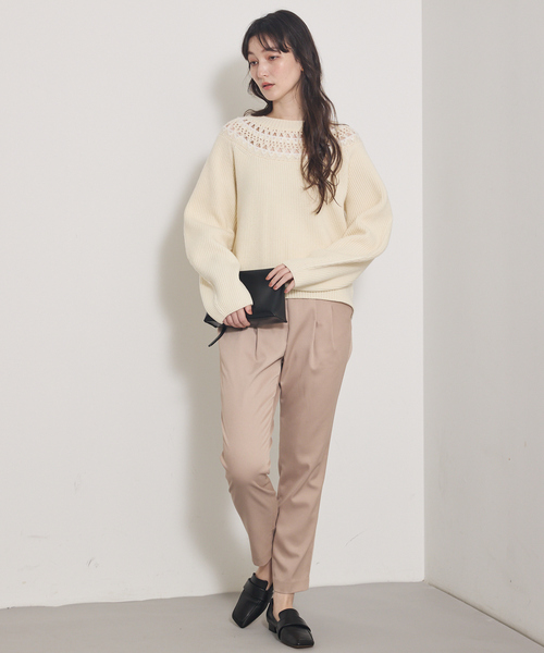 「qualite」 イージーパンツ 40 ベージュ レディース_画像3