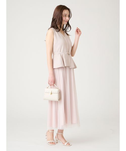 CELFORD ロング ジレ ベルト ワンピース 36 Aライン CELFORD（セルフォード） ワンピース ジレドッキングワンピース