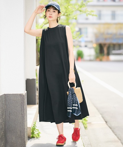 【未使用タグ付き】KENZO× ノースリーブワンピース　リバーシブル　L coca（コカ） ワンピース 夏 ライトエンボス マキシ丈ノースリーブ