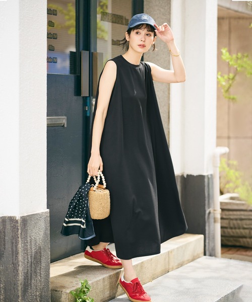 【未使用タグ付き】KENZO× ノースリーブワンピース　リバーシブル　L coca（コカ） ワンピース 夏 ライトエンボス マキシ丈ノースリーブ