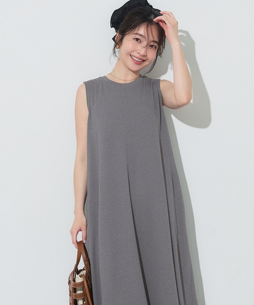 DIESEL ノースリーブワンピース グレー S coca（コカ） ワンピース 夏 ライトエンボス マキシ丈ノースリーブ