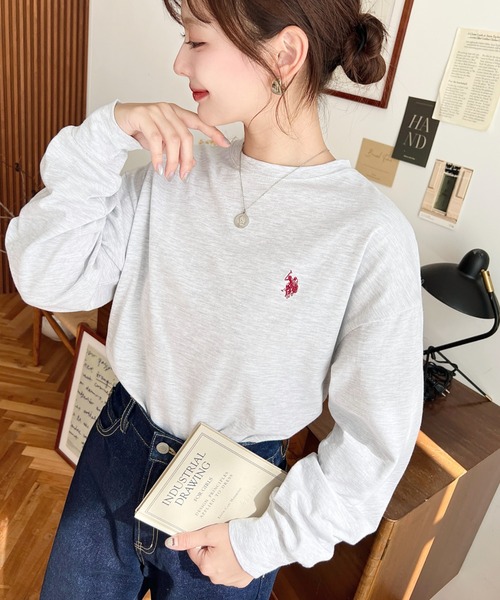 「U.S. POLO ASSN.」 長袖カットソー FREE ネイビー レディース_画像4