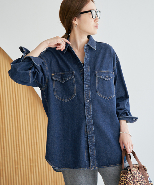 未使用品✨️スローブイエナ　Le Denim デニムシャツ　長袖　フリーサイズ SLOBE IENA（スローブイエナ） ブラウス シャツ 「WEB限定/追加」LE