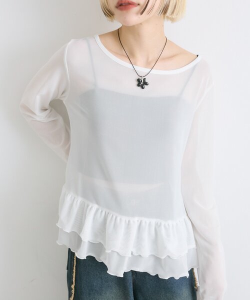 「w closet」 長袖カットソー FREE ブルー レディース_画像2