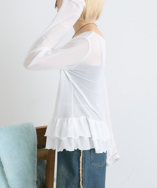 「w closet」 長袖カットソー FREE ブルー レディース_画像3