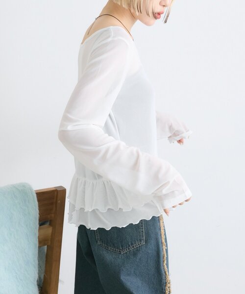 「w closet」 長袖カットソー FREE ブルー レディース_画像5