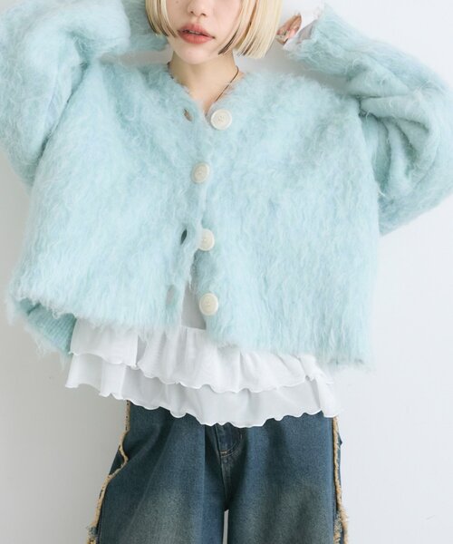 「w closet」 長袖カットソー FREE ブルー レディース_画像8