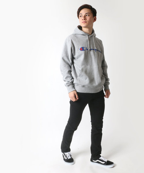 ⭐️早い者勝ち⭐️Champion 【L】 ロゴプリント パーカー グレー Champion（チャンピオン） パーカー ロゴ プルオーバー スウェット
