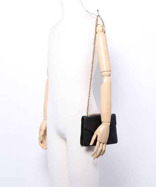 黒 クロコダイル チェーンショルダーバッグ STYLEBLOCK ショルダーバッグ バッグ クロコダイル型押し