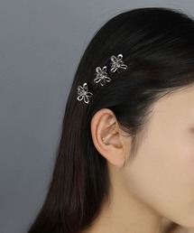 片耳販売】すりガラスフラワーイヤークリップ（クリップ式