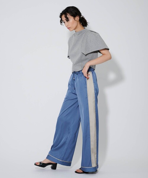 CITY TOKYO パンツ サイドラインサテンパンツ レディース