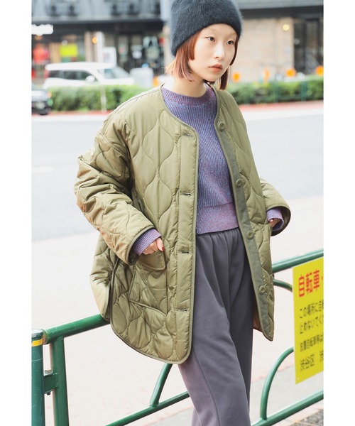 BEAMS ノーカラーキルティングジャケット XL 750ダウン BEAMS ノーカラーキルティングジャケット XL 750ダウン BEAMS ノー