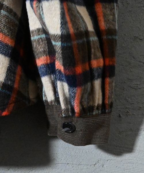 シャツ 衿コーデュロイチェック バルーンスリーブ OVシャツ メンズ