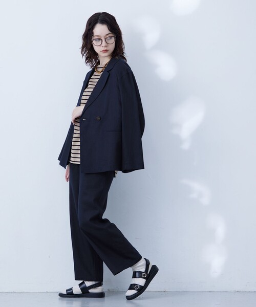 J.PRESS YORK STREET ワイドパンツ ネイビー フリーサイズ J.PRESS YORK STREET パンツ 「WOMEN」コットンリネン ワイド