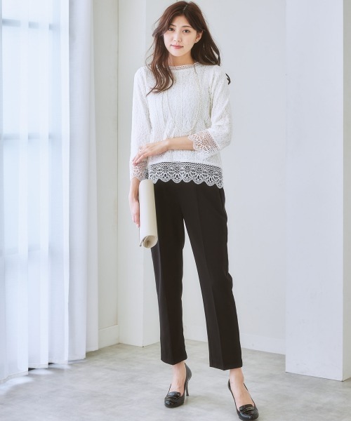 LKB-2408-001 パンツ スラックス サンディ バンディング ナイロ 7days Life Styling スラックス パンツ 縦落ちシルエットパンツ