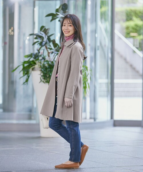 Tiaclasse ブラウス シャツ 「洗える」ウール調パールボタンシャツ