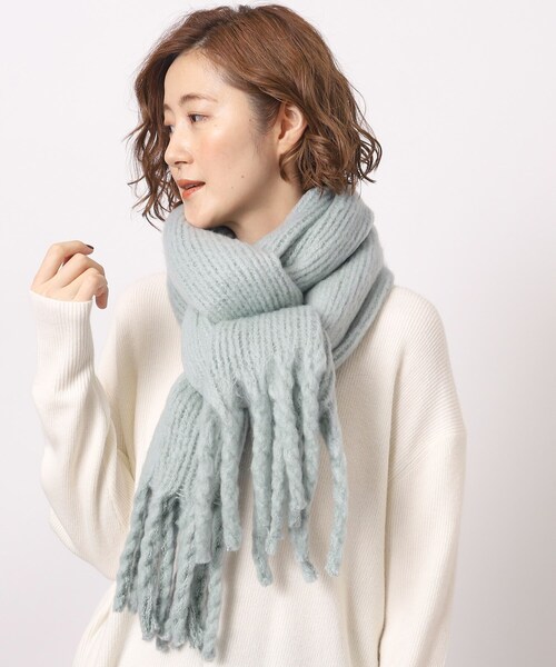 grove（グローブ） ストール マフラー リブ編みフリンジマフラー