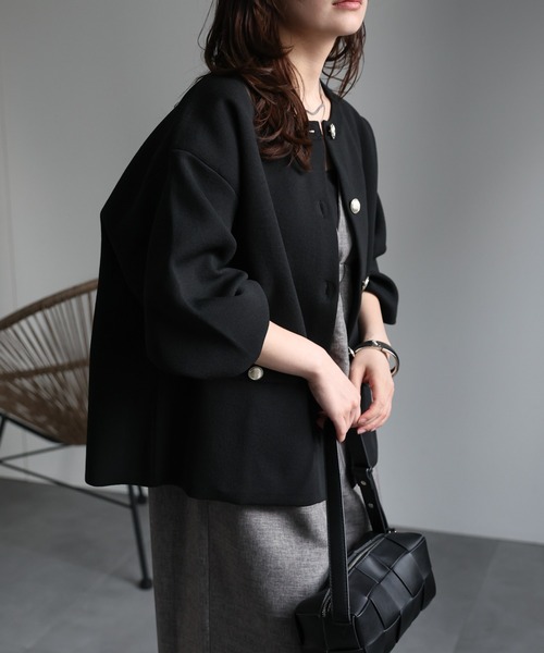 ap retro ジャケット ノーカラージャケット メタルボタンニット