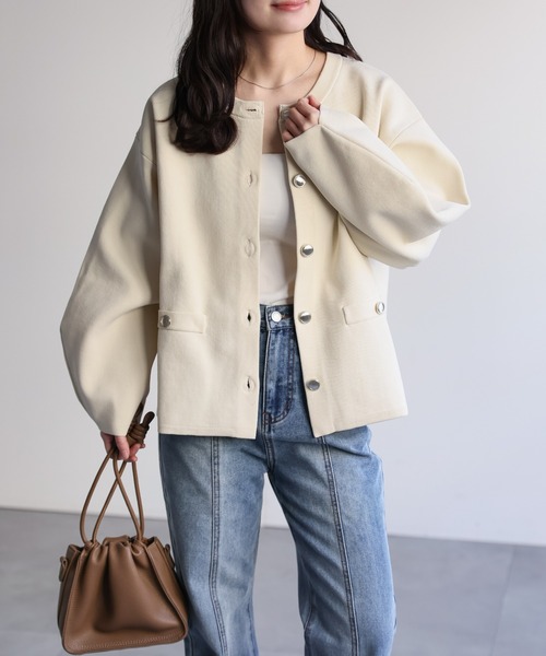 ap retro ジャケット ノーカラージャケット ノーカラーニット