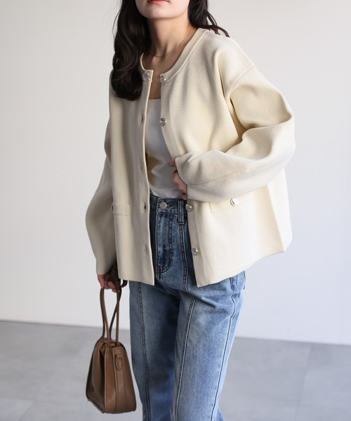 ap retro ジャケット ノーカラージャケット ノーカラーニット