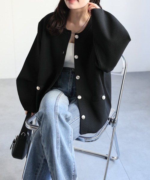 ap retro ジャケット ノーカラージャケット ノーカラーニット