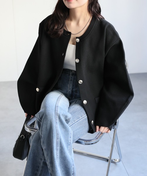 ap retro ジャケット ノーカラージャケット ノーカラーニット